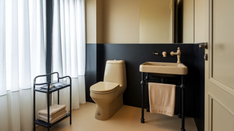 Beige and Black Bathroom
