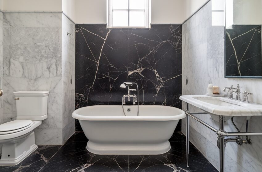  10 Stunning Black and White Marble Bathroom Designs You’ll Love