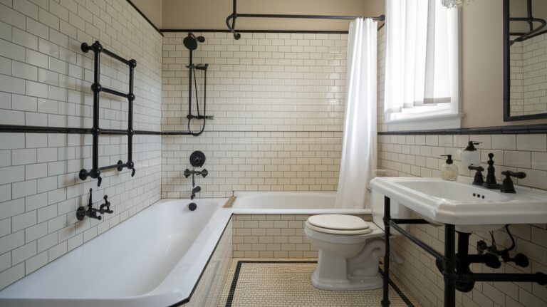 bathroom with black fixtures