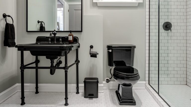 black hardware bathroom