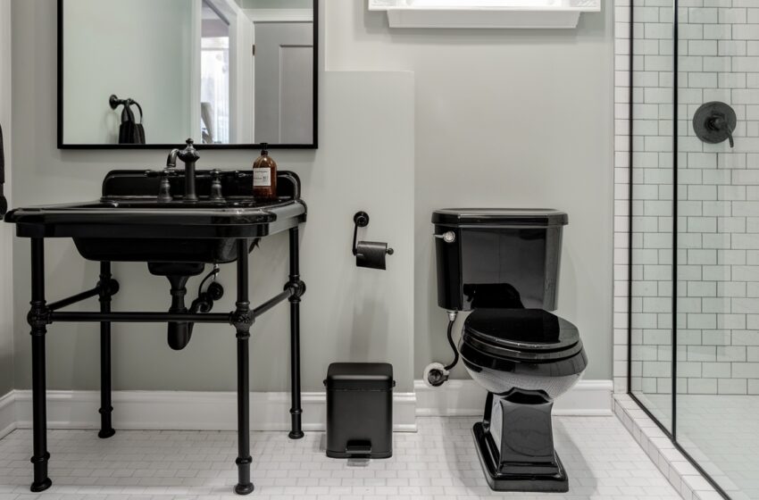 black hardware bathroom