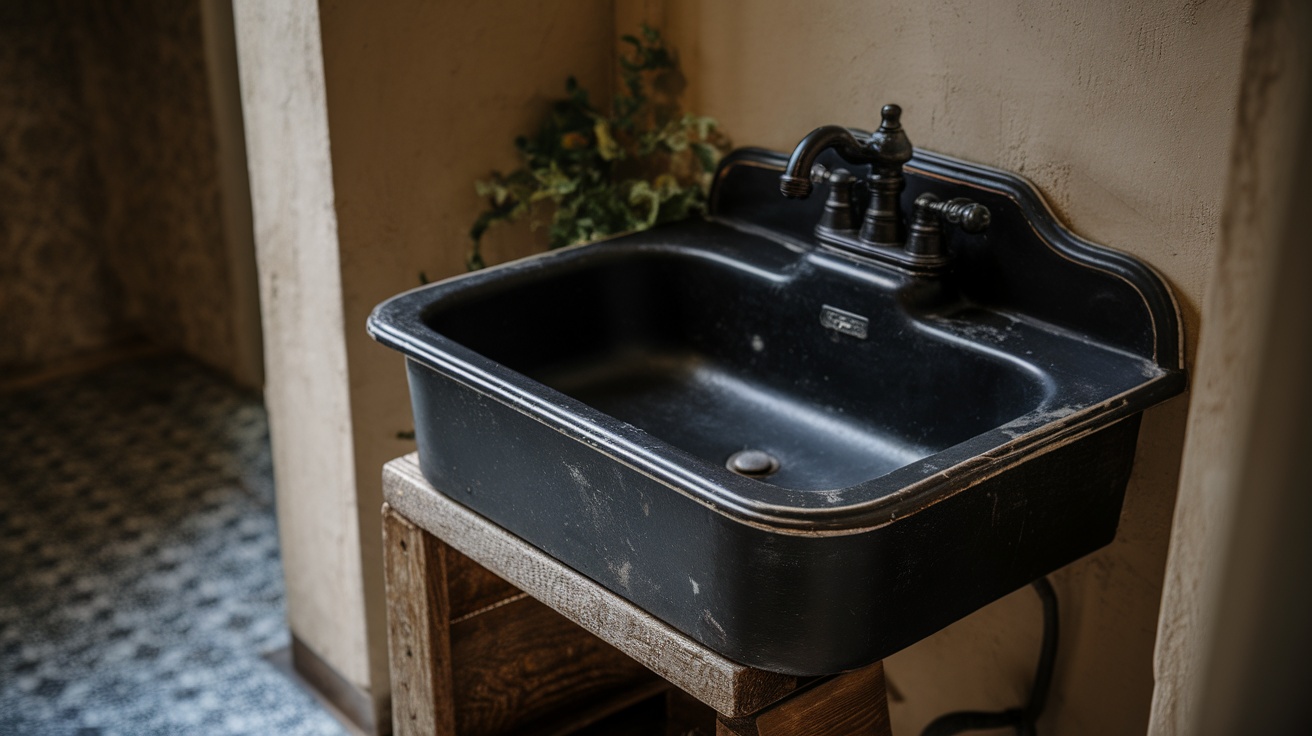 black sink bathroom