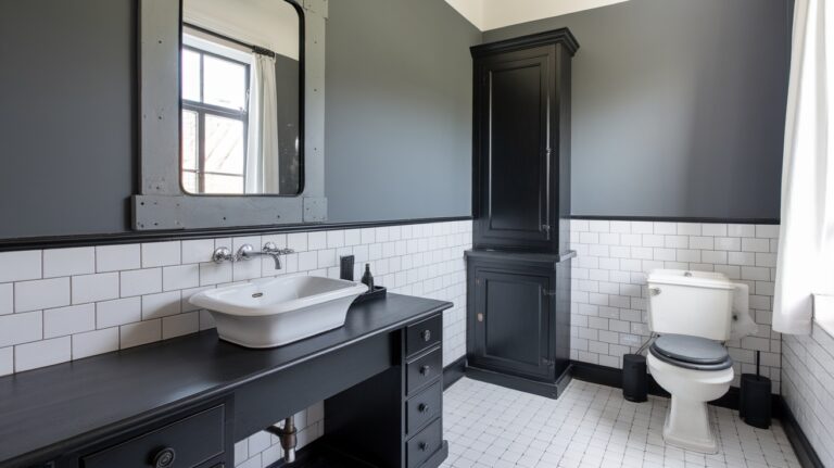Black, White, and Grey Bathroom
