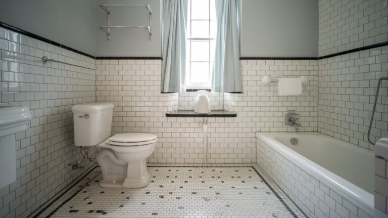 Black and White Penny Tile Bathroom