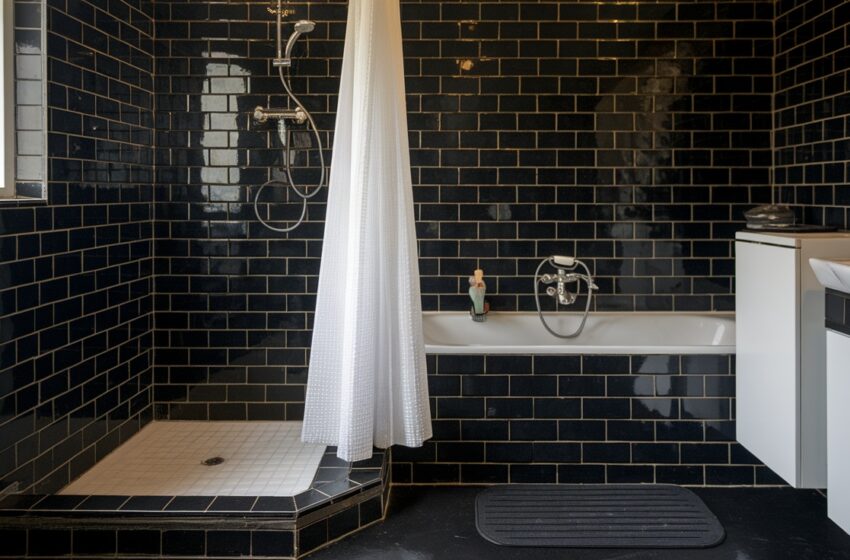 black tile bathroom ideas