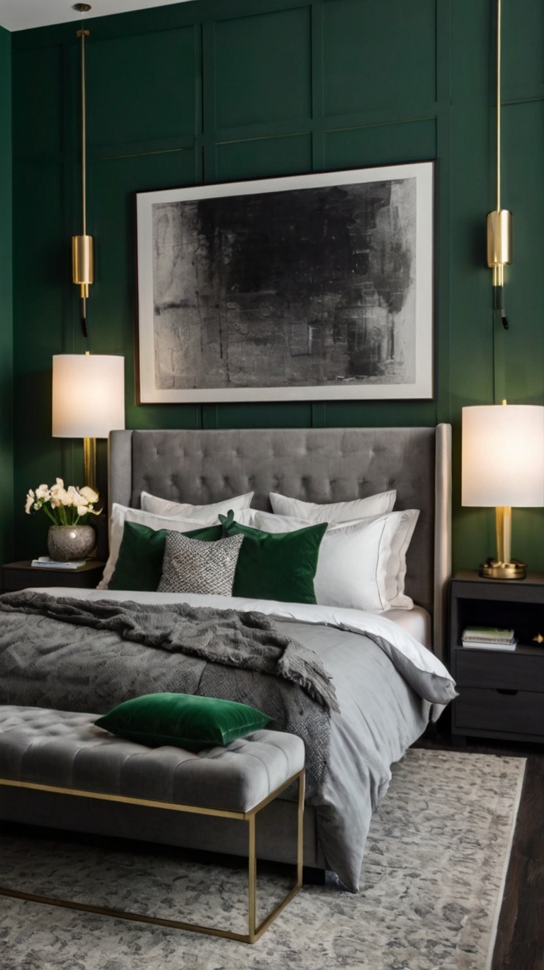 15 Green and Gray Bedroom Designs: A Perfect Blend of Nature and Sophistication