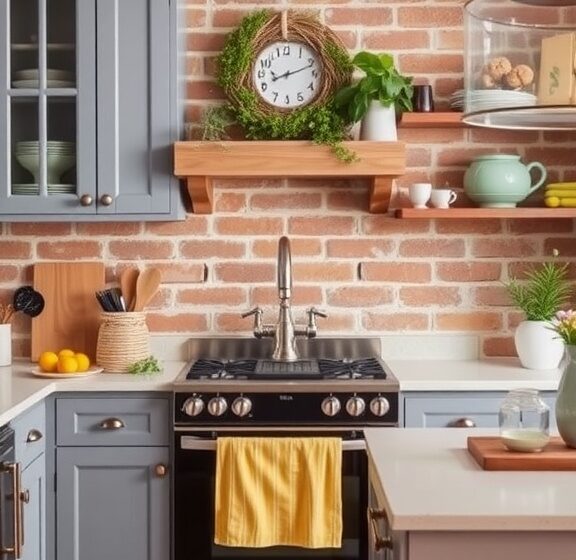  13 Stunning Farmhouse Kitchen Brick Backsplash Ideas