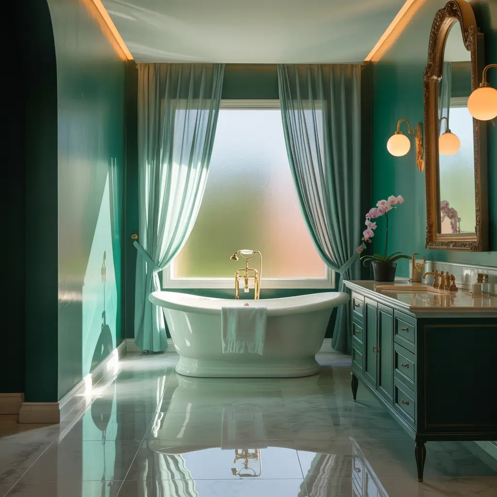 dark green bathroom