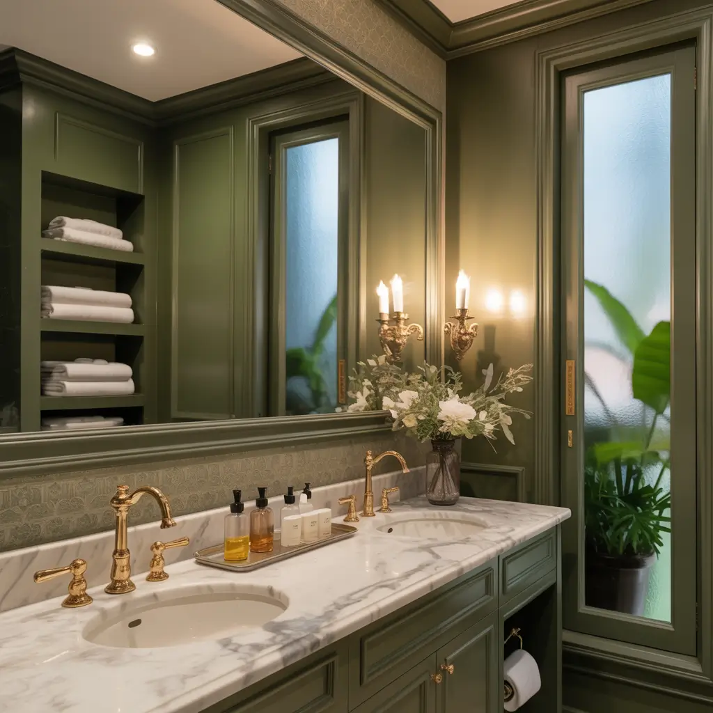 olive green bathroom