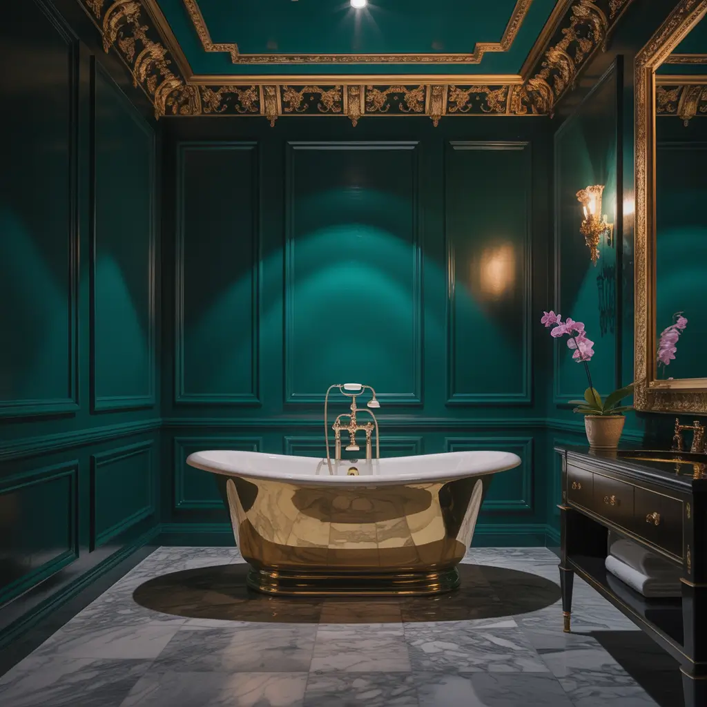 deep green bathroom