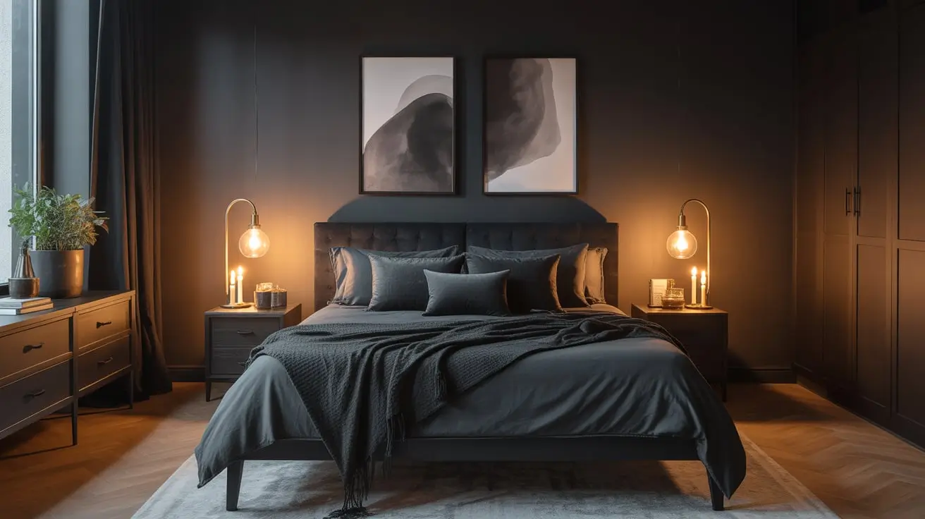 black furniture bedroom aesthetic