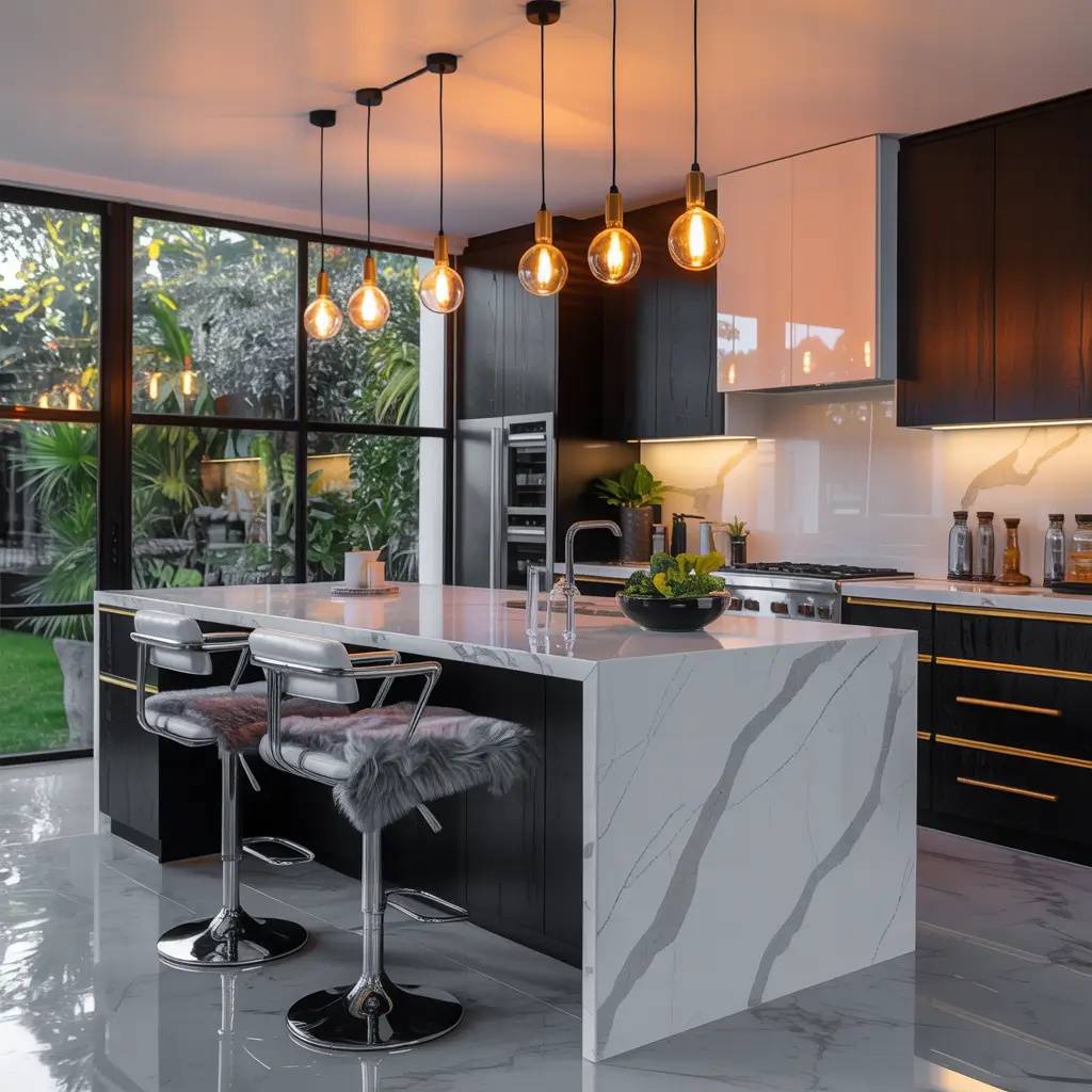 black and white kitchen
