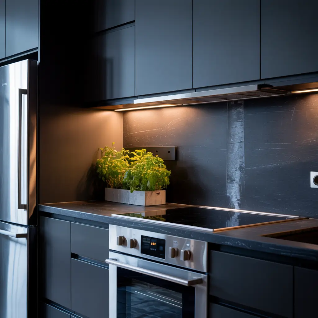 black countertops kitchen