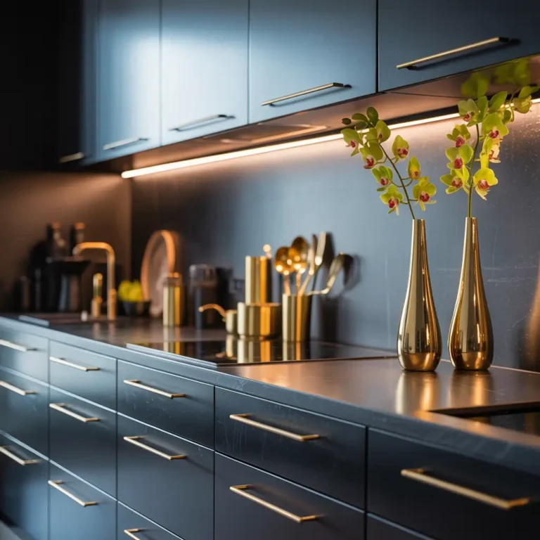 black and gold kitchen